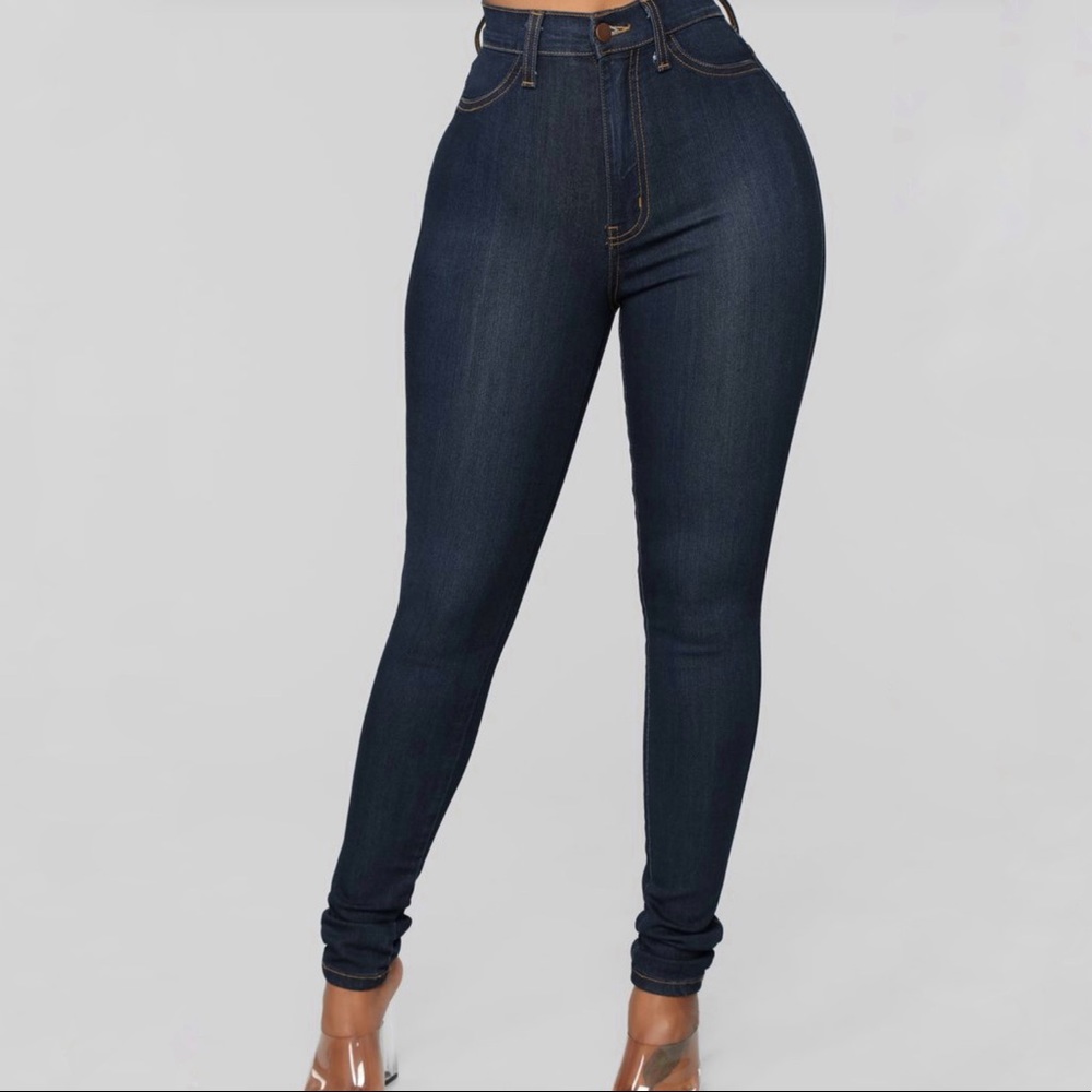 Classic High Waist Skinny Jeans (Blue)